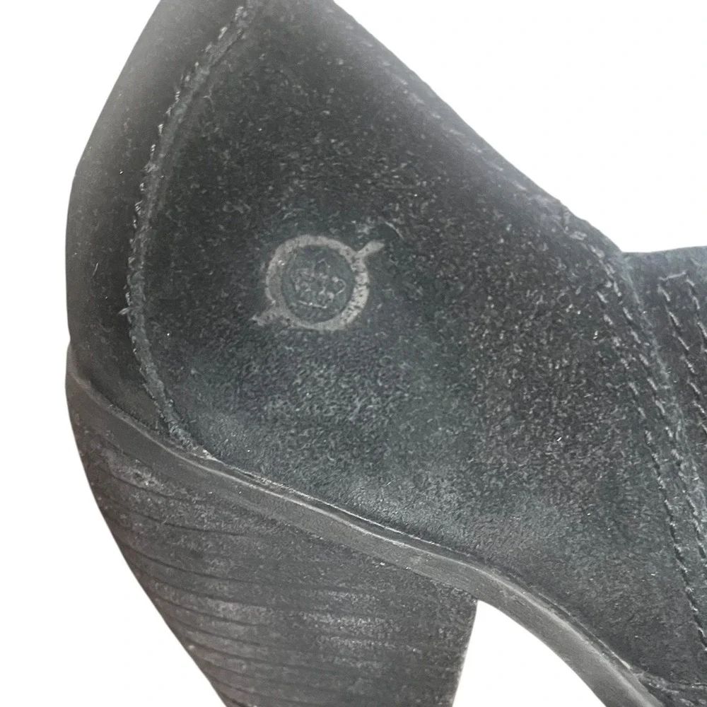 Born‎ Black Suede Leather Ankle Booties Heeled Pull On Women's Size 7.5